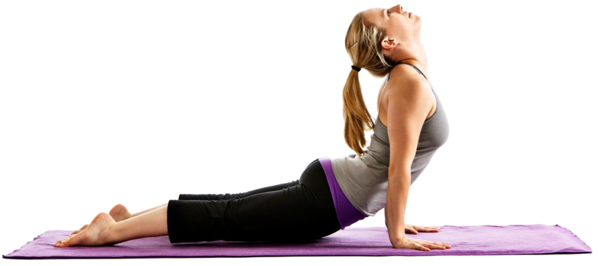a woman doing yoga on a purple mat