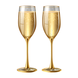 two champagne glasses with gold rims