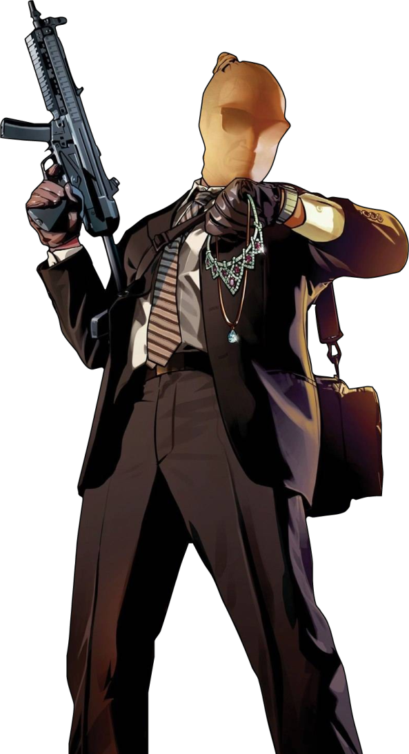 a man in a suit holding a gun