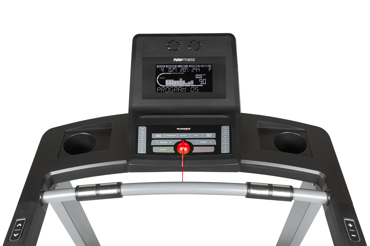 a tread machine with a red arrow on it