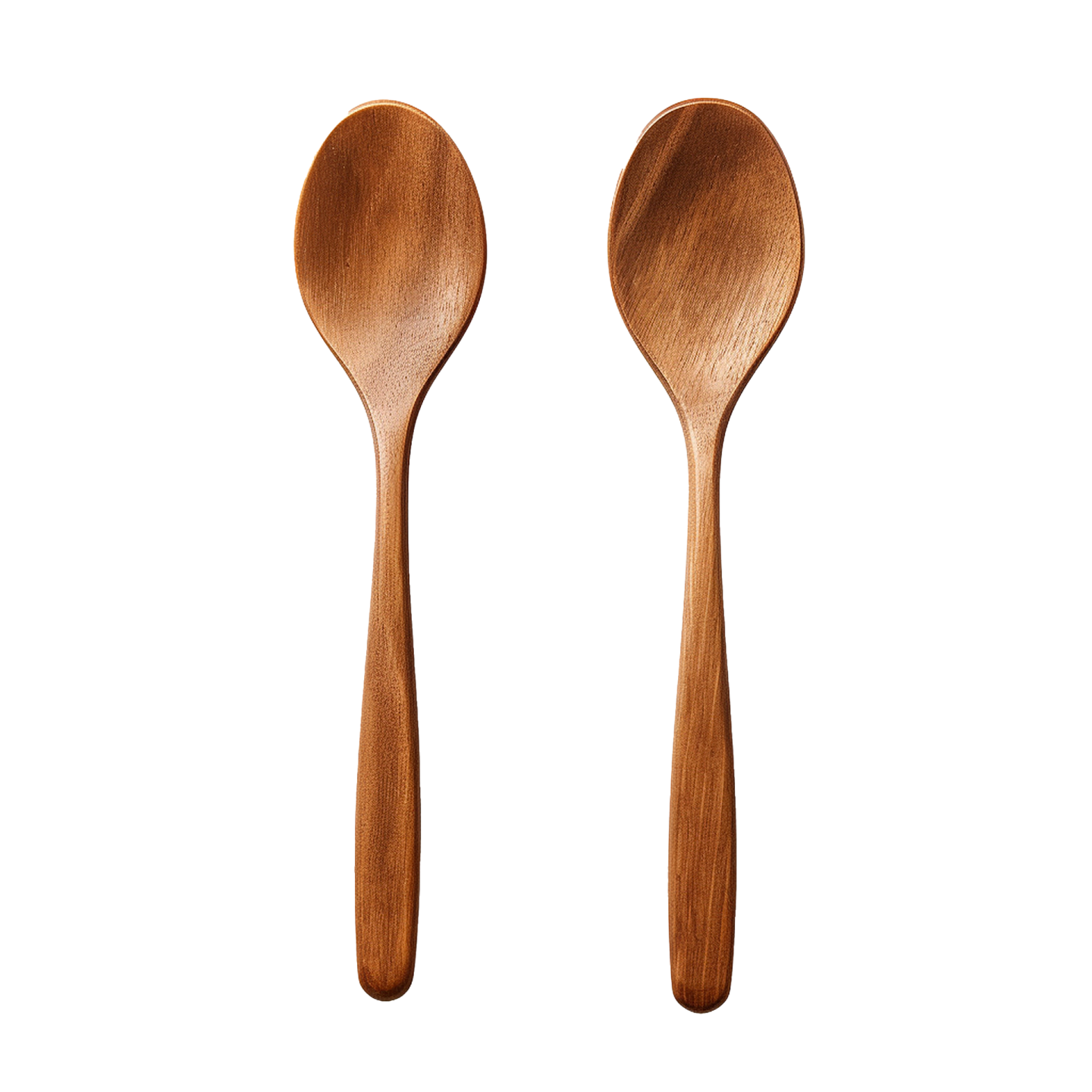 two wooden spoons on a white background