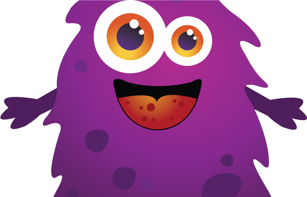 an image of a purple monster with big eyes