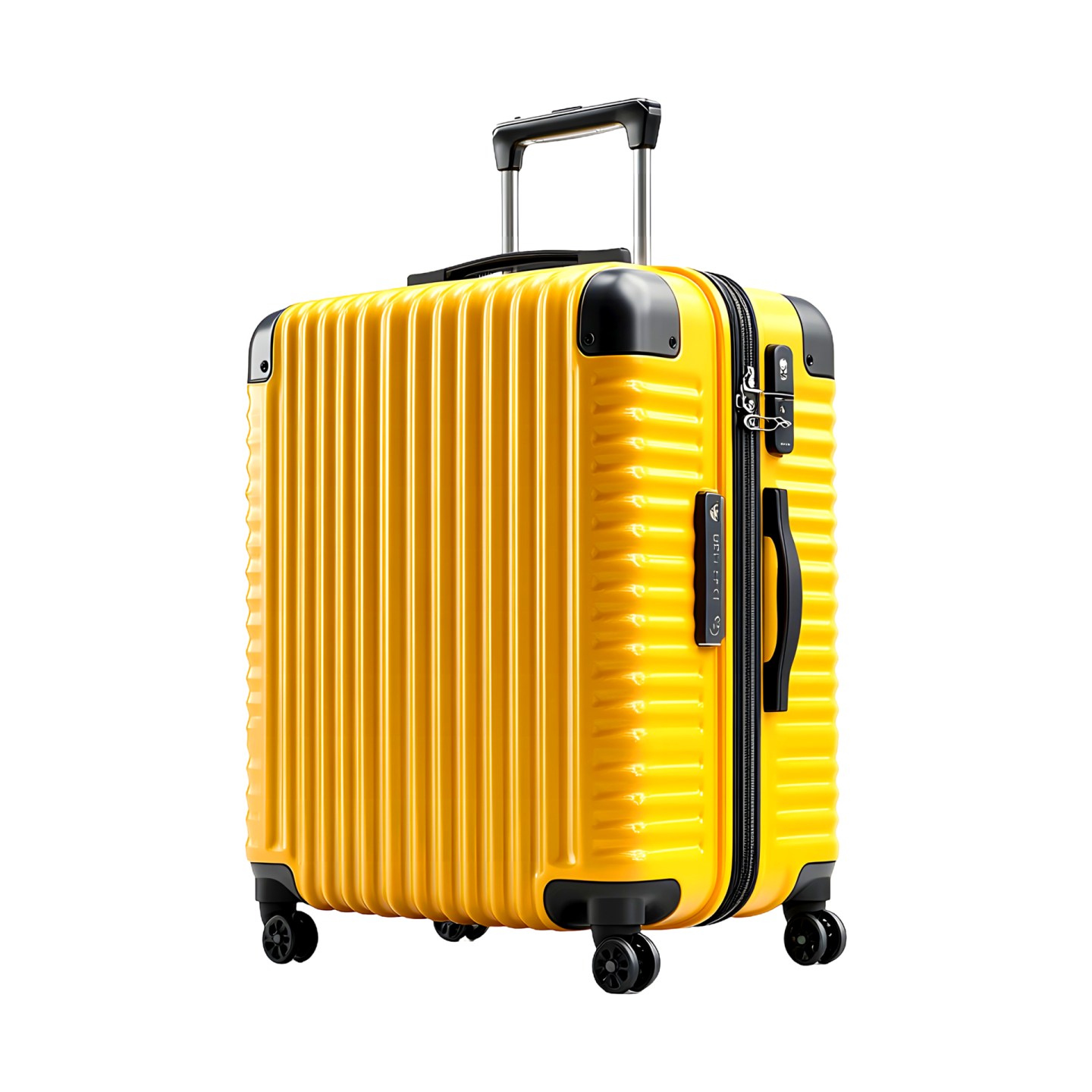 a yellow suitcase on wheels