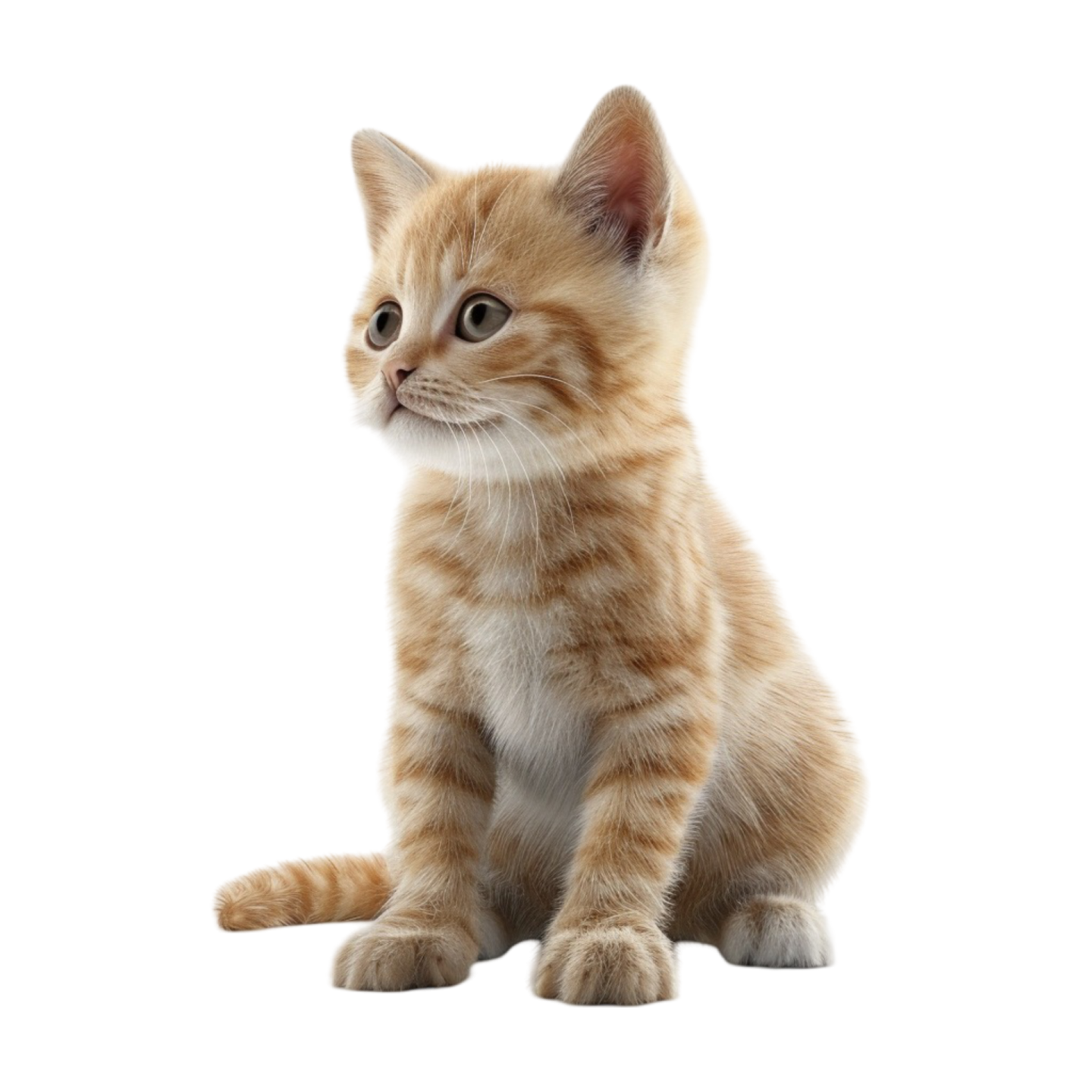a small kitten sitting down on the floor
