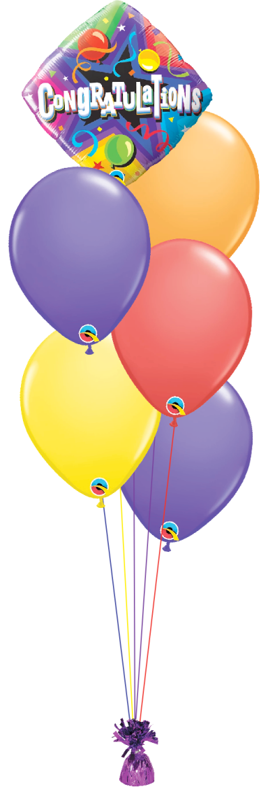 a bunch of balloons with the words congratulations