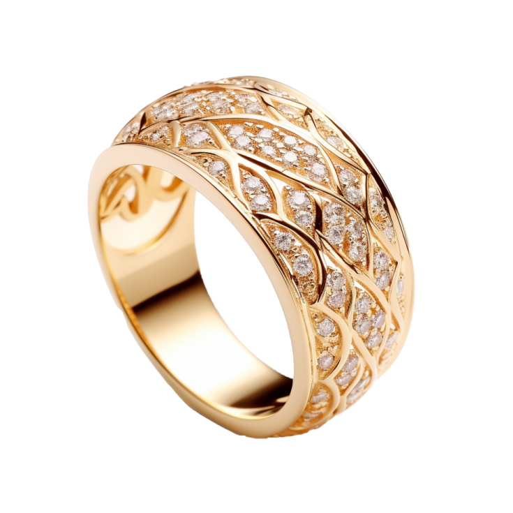 an 18k yellow gold ring with diamonds