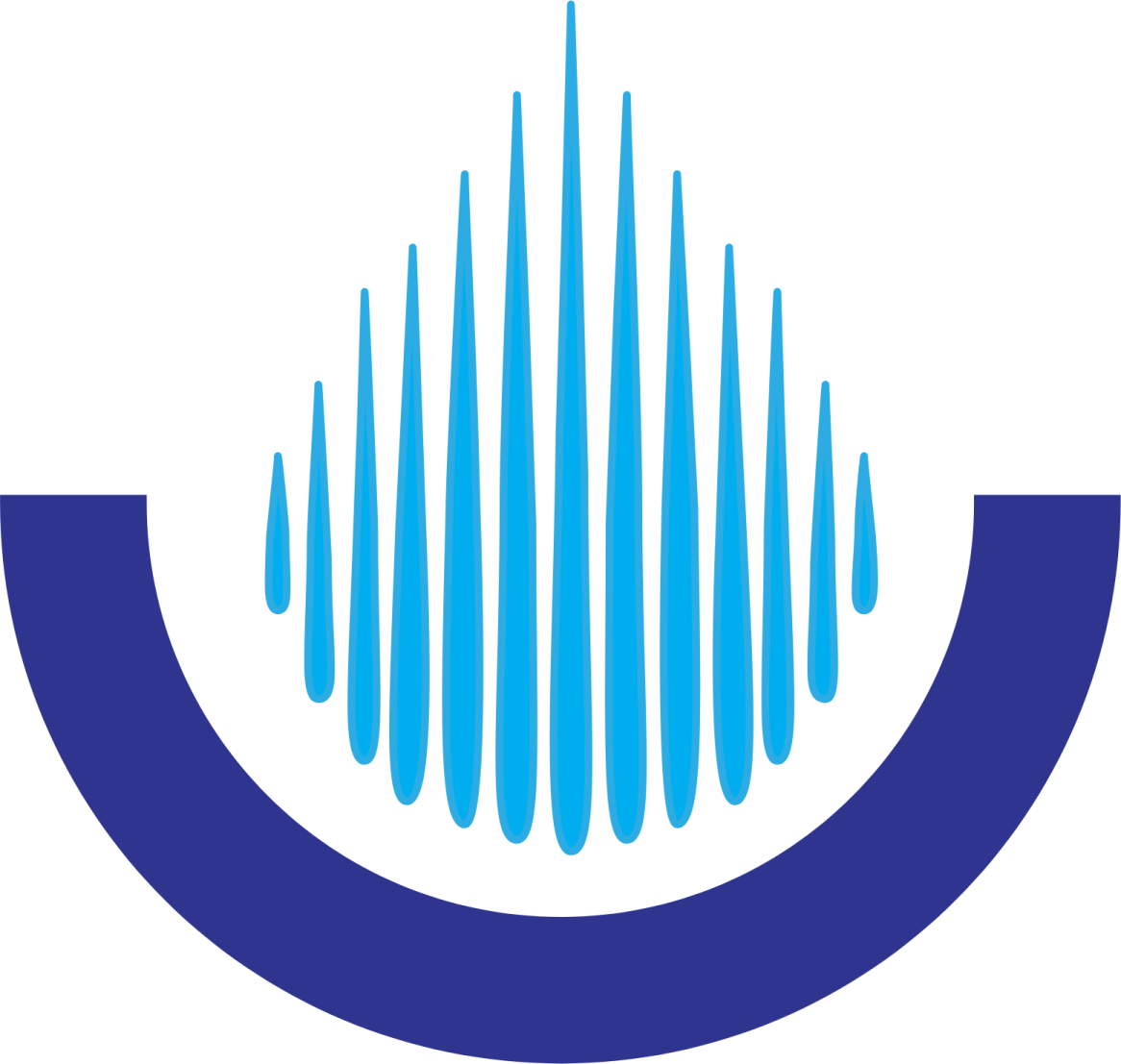 a blue and white logo with the letter o on it