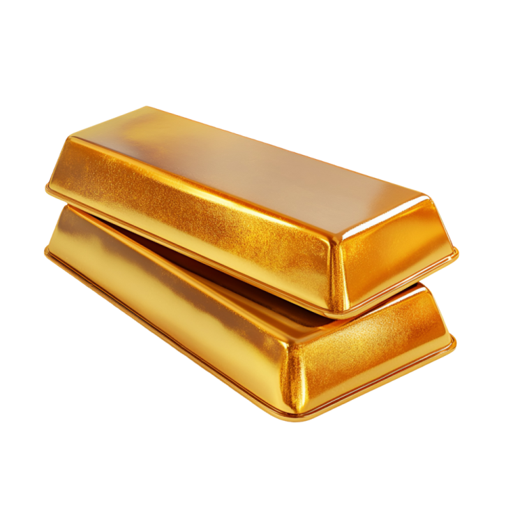 two gold bars on a white background