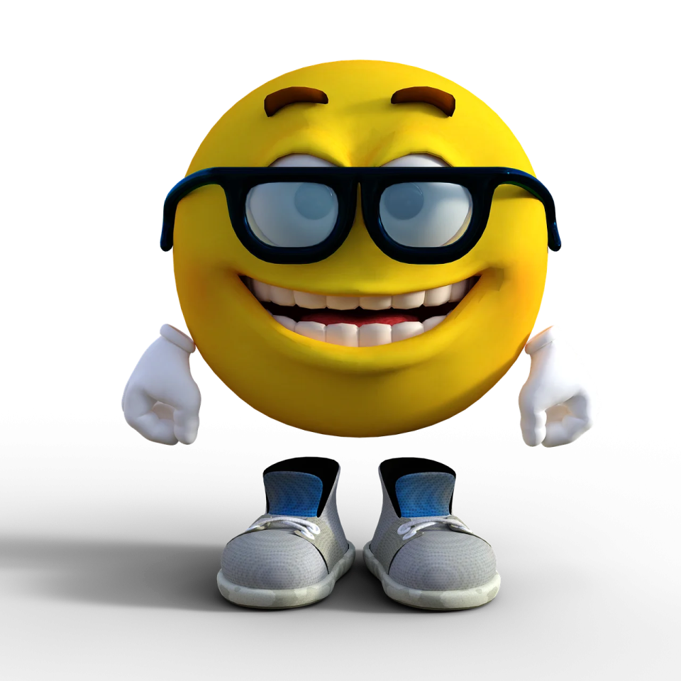 a yellow smiley with sunglasses and a pair of shoes
