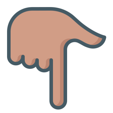 a hand pointing to the right
