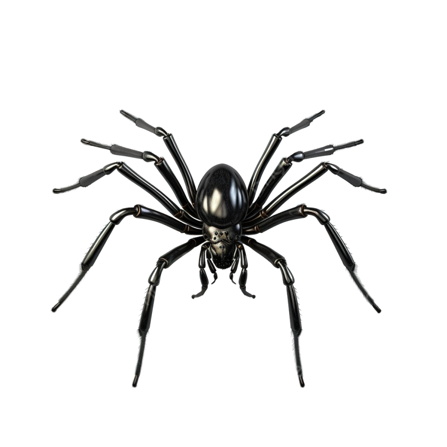 a black widow spider on a white background