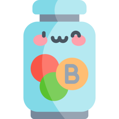 a jar of pills with the letter b inside