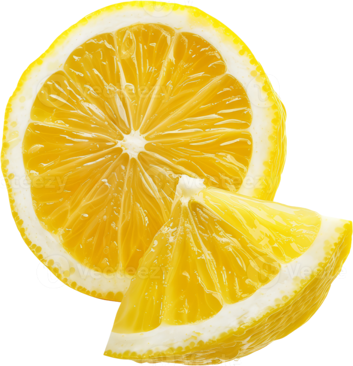 two slices of lemon on a white background