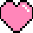 a pixel heart in pink and black