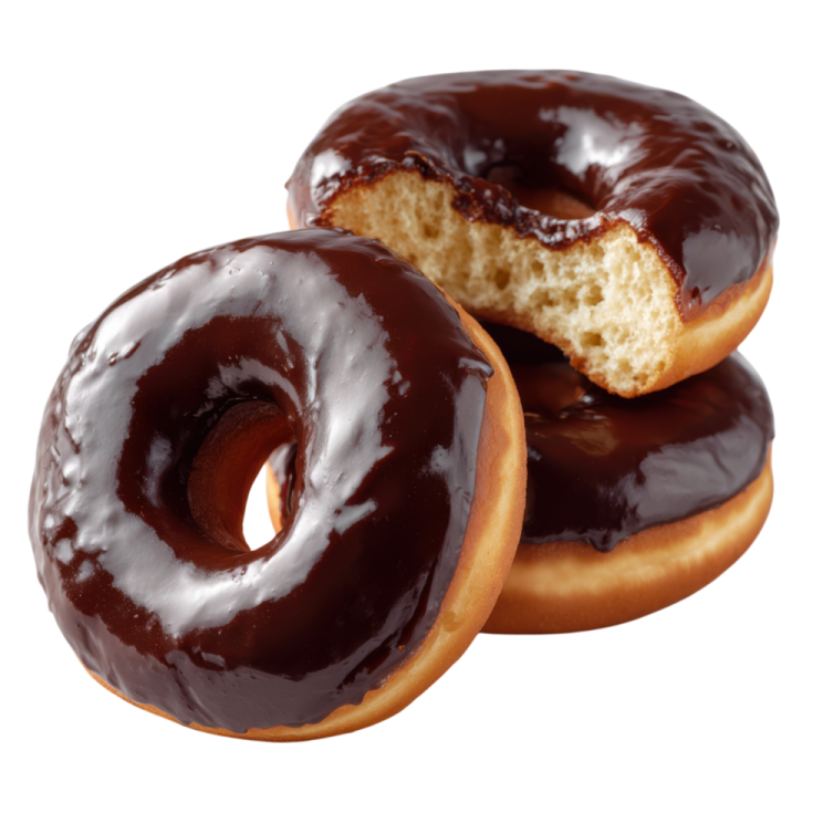 two glazed donuts on a white background