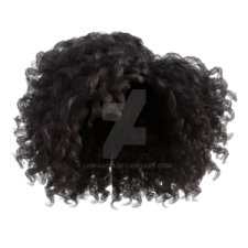 a black curly wig on a white background