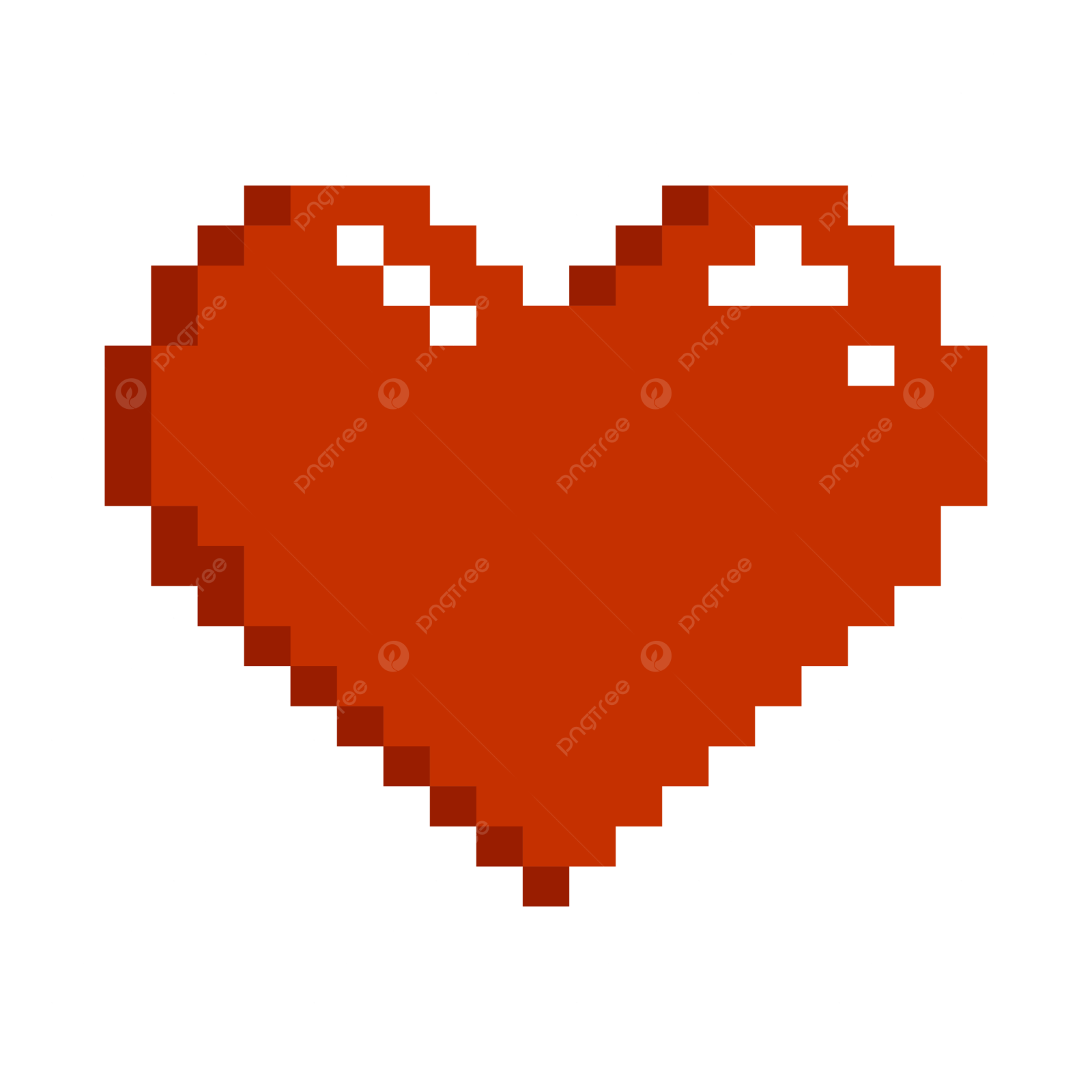 a pixeled red heart on a white background