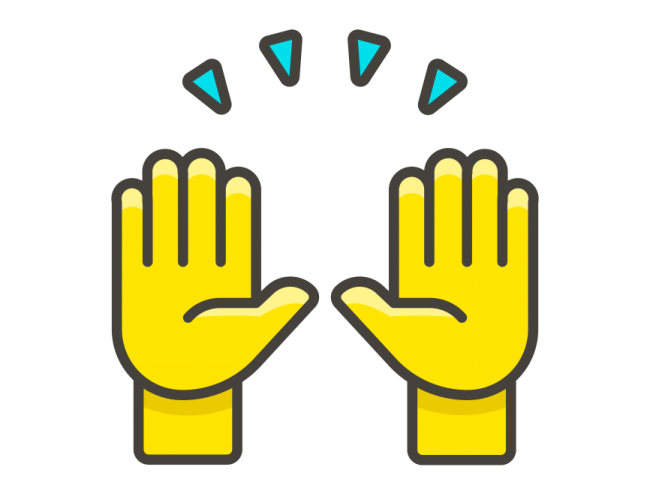 a pair of yellow gloves with one hand raised up