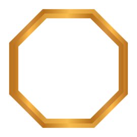 a gold hexagon on a white background