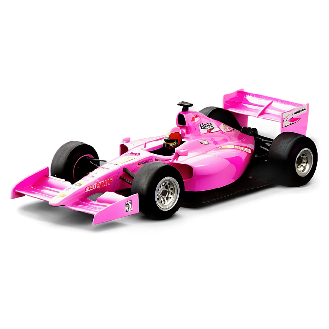 a pink race car on a white background