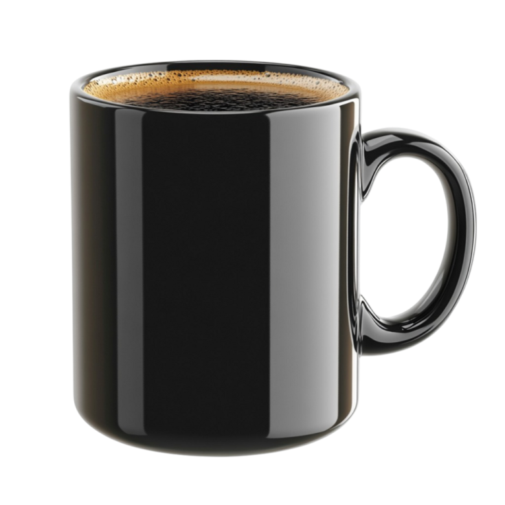 a black coffee mug on a white background