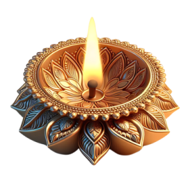 a gold candle with leaves on it