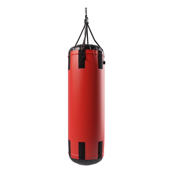 a red punching bag on a white background