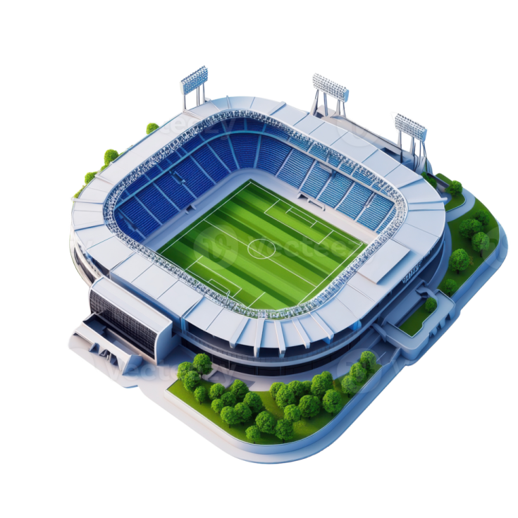a 3d model of a soccer stadium