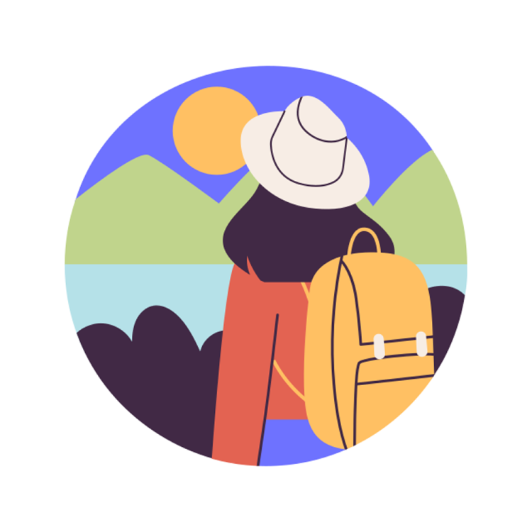 a person with a backpack in their hands