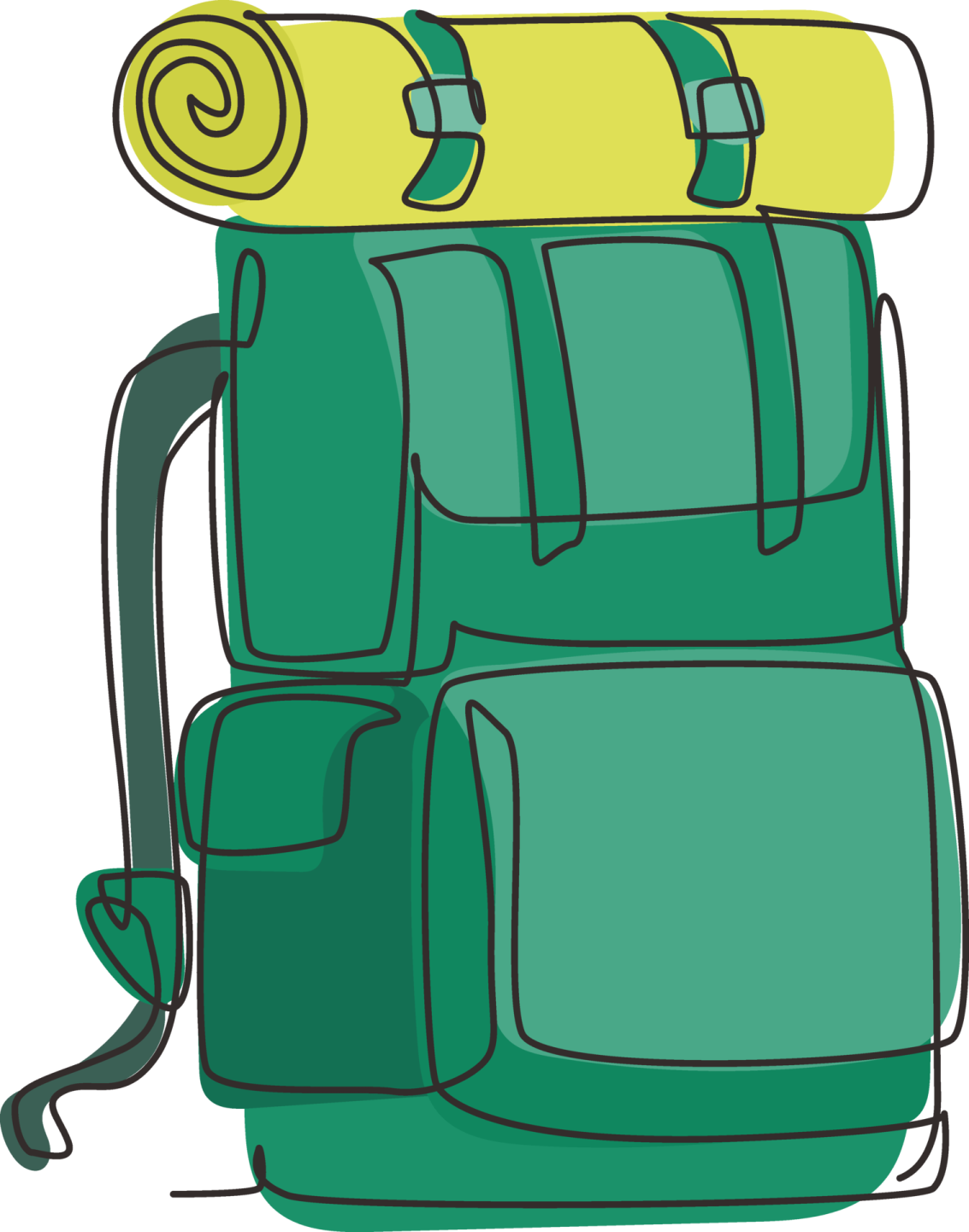 a green and yellow backpack