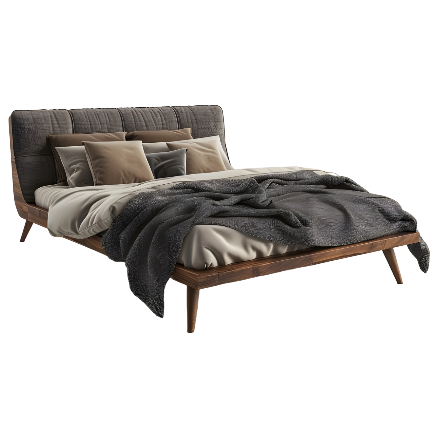 a bed with a blanket and pillows on it