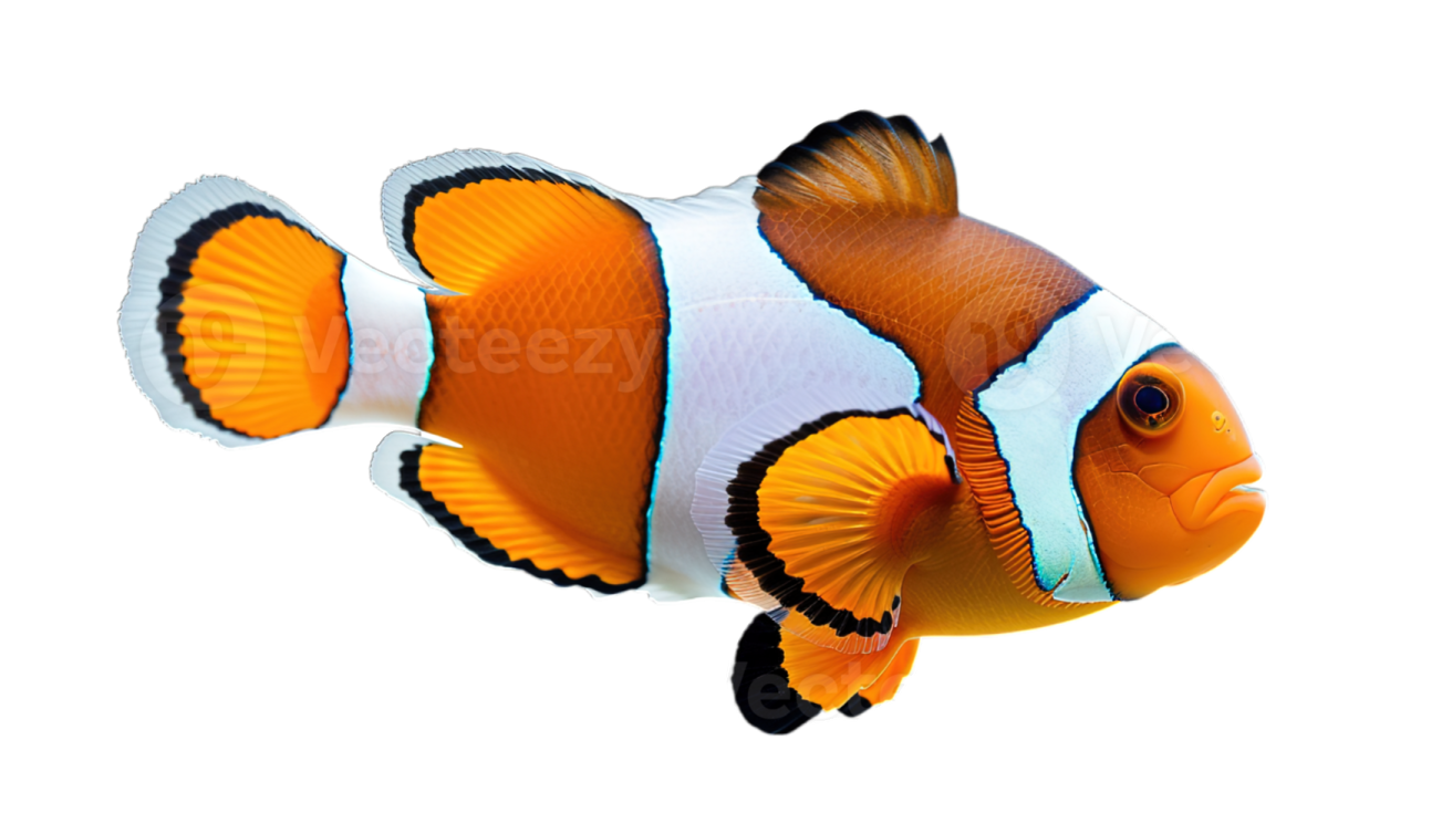 an orange clown fish with white background