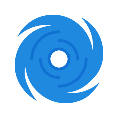 a blue circle with a white background