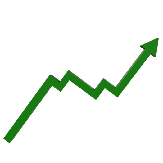 a green arrow pointing up to the top of a chart