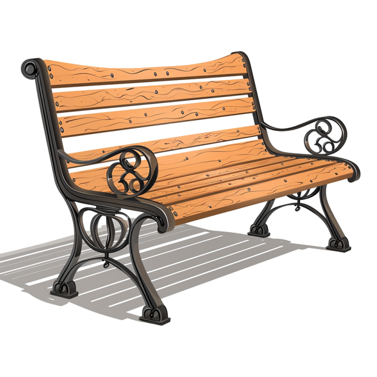 a wooden bench on a white background
