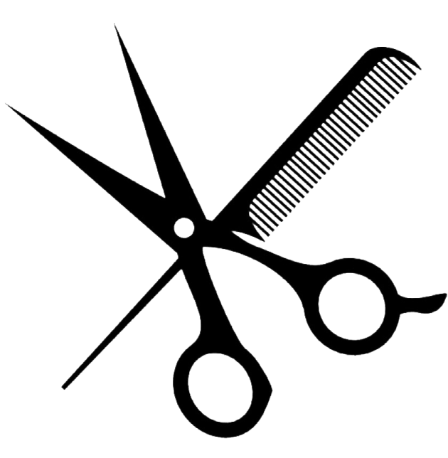 a pair of scissors and a comb