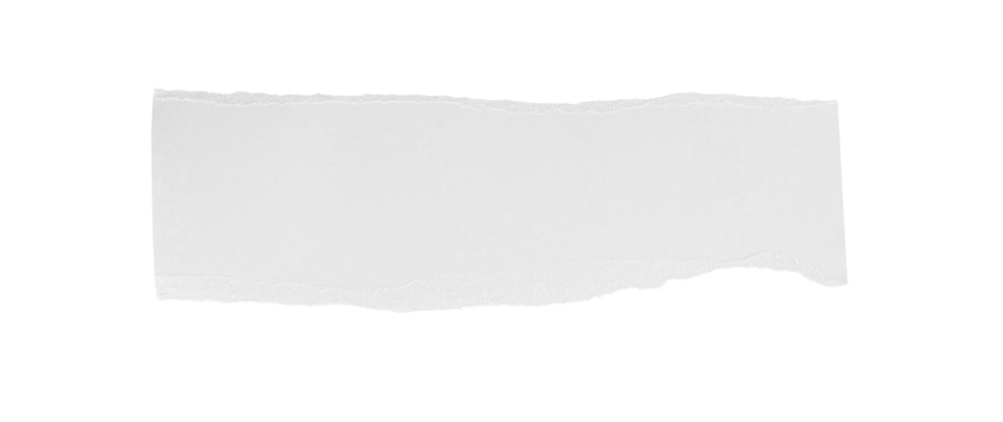 a piece of torn paper on a white background