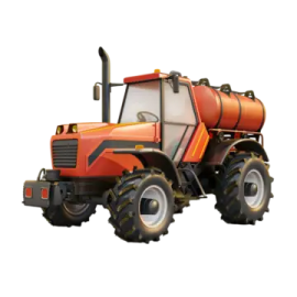 an orange tractor with a white background
