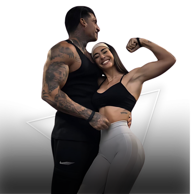 a man and woman posing for the camera