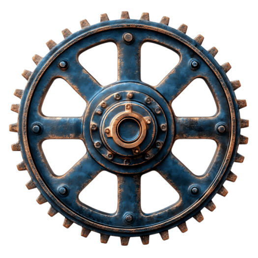 an old metal gear wheel on a white background