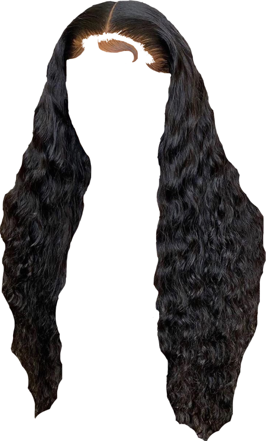 a black wig with long curly hair