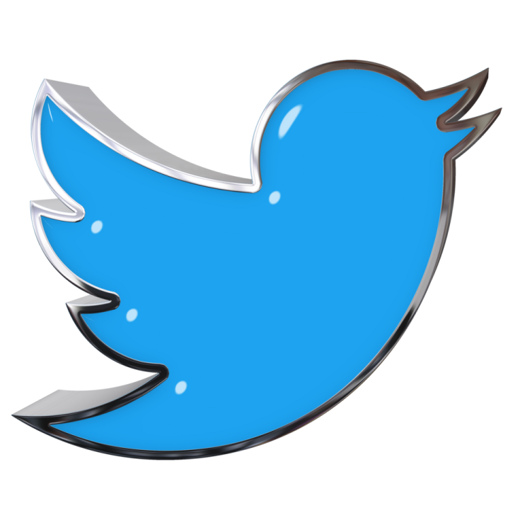 a blue twitter logo on a white background