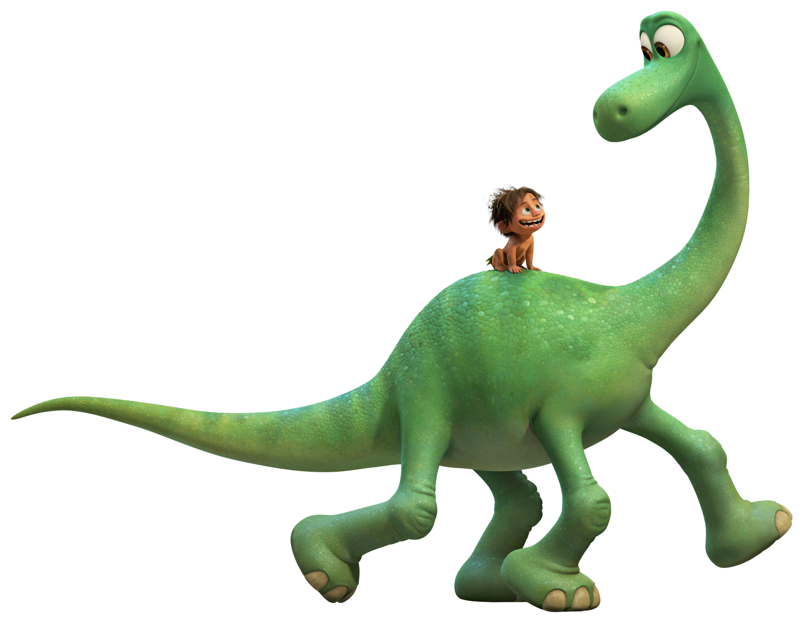 a cartoon dinosaur with a man on top of it