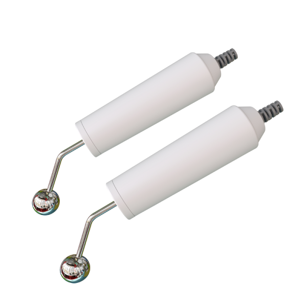 a pair of white light bulbs on a white background