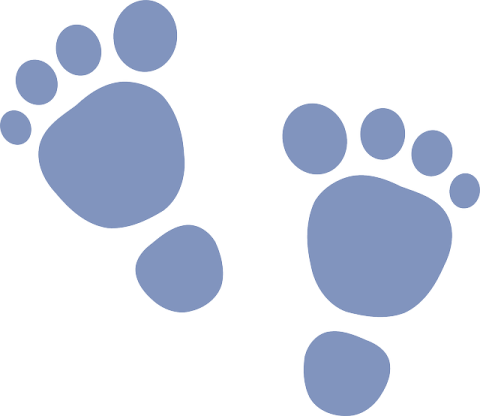 a pair of blue footprints