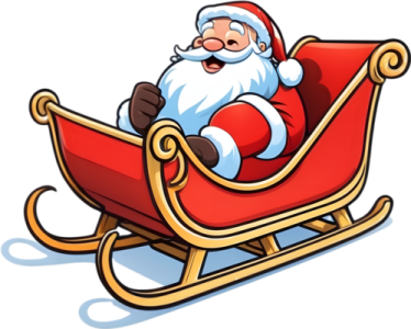 a santa claus sitting in a sler