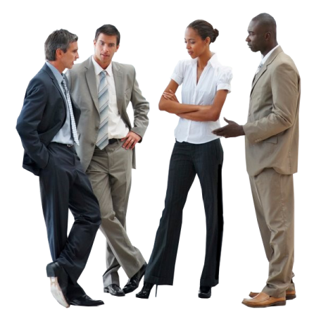 a group of business people standing in a line