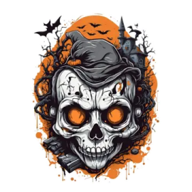 a skull with a hat on it's head