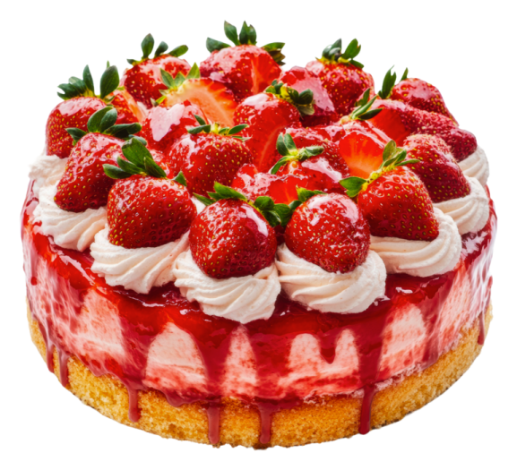 a cake with strawberries and strawberrys on top