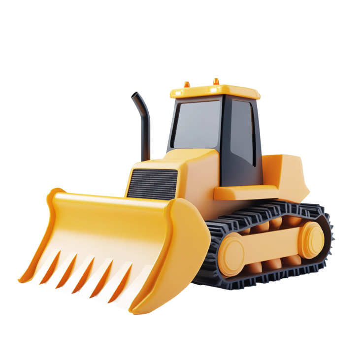 a yellow bull tractor on a white background